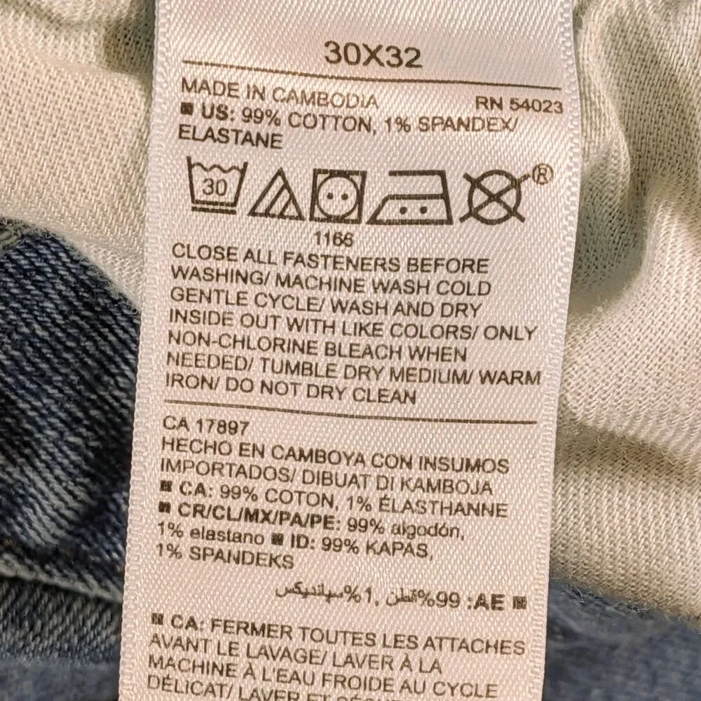 Old Navy Loose Straight Built-In Flex Jeans 30x32 Blue Distressed Cotton Blend